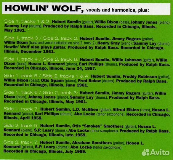 Howlin' Wolf–Howlin' Wolf, LP, EU 2015(1962) новый