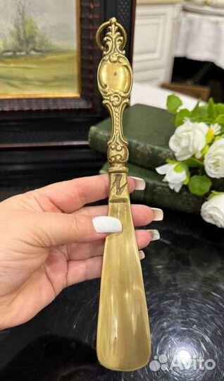 Старинная обувная ложка бронза Европа Германия