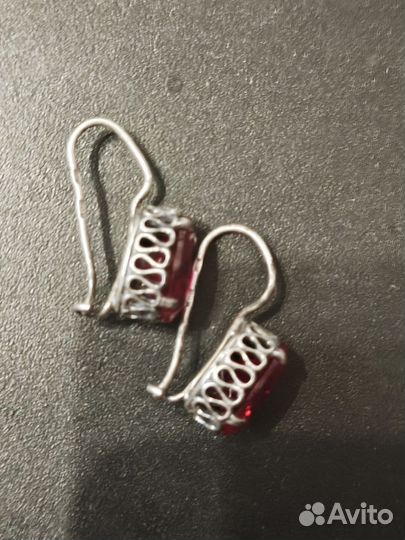 Серьги.СССР.Серебро.Рубин.925