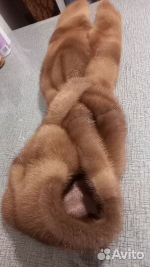 Шарф воротник из натуральной норки Золотистый орех