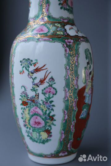 Ваза Фарфор старый Китай восточный сюжет роспись