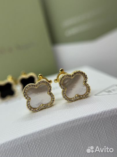 Серьги van cleef английский замок камни