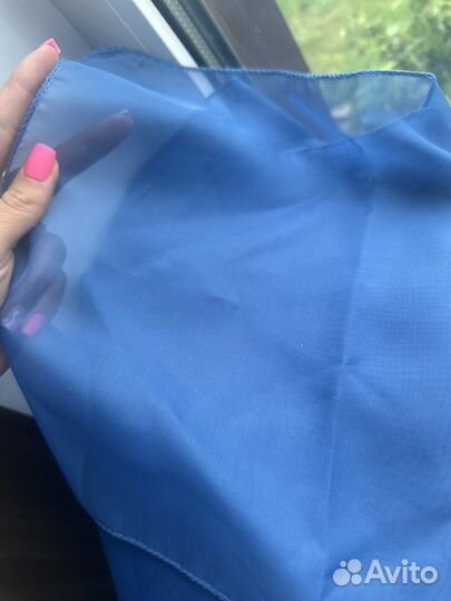 Синяя вуаль для бантов на чехлы стульев