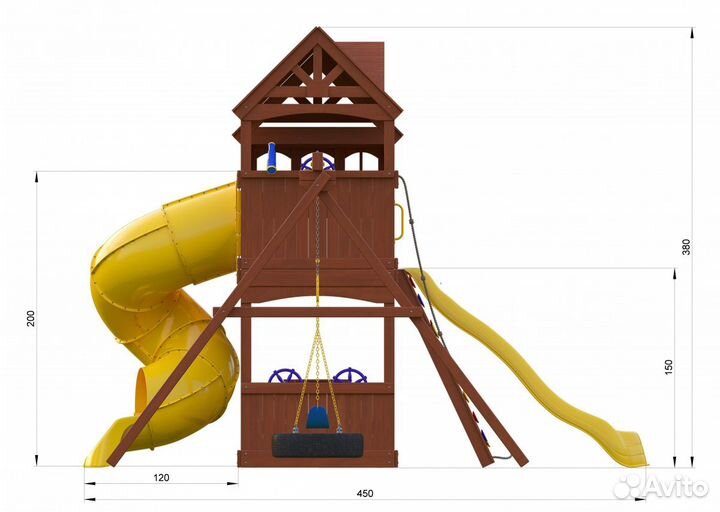 Детский комплекс с винтовой горкой-трубой