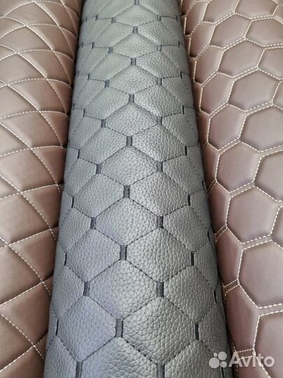 Стеганая экокожа ромб соты