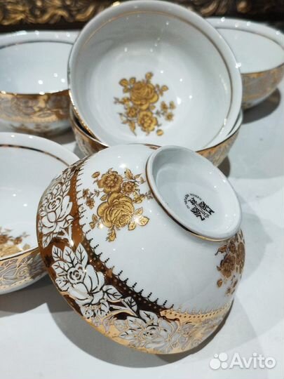 Пиалы золотая роза Чехия