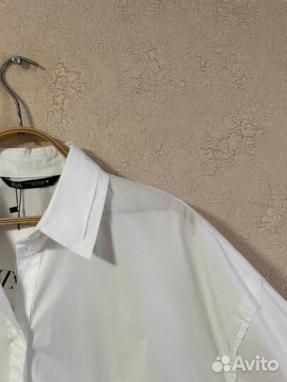 Рубашка оверсайз белая женская Zara