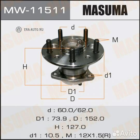 Masuma MW-11511 Ступичный узел rear camry MCV30 ACV30 LH