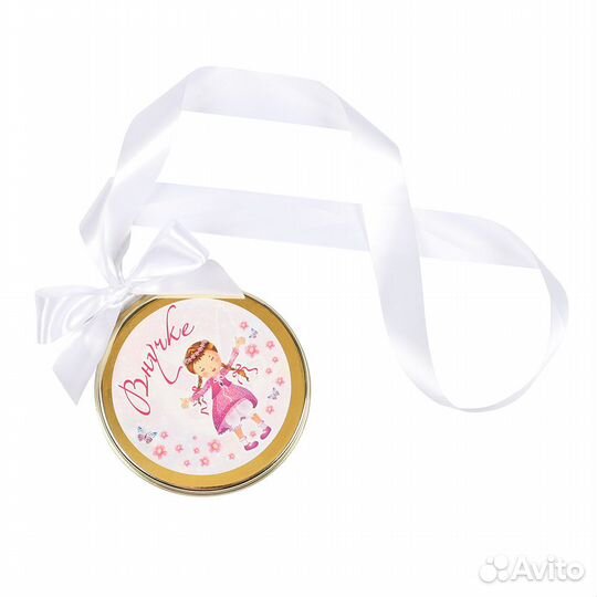 Медаль с текстом внучке молочный шоколад 70г