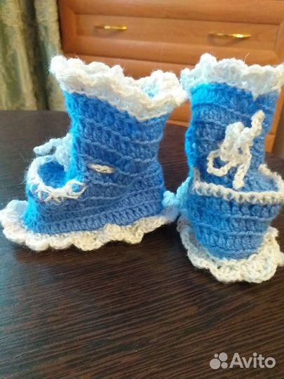 Вязаные пинетки носки сандалики для мальчика