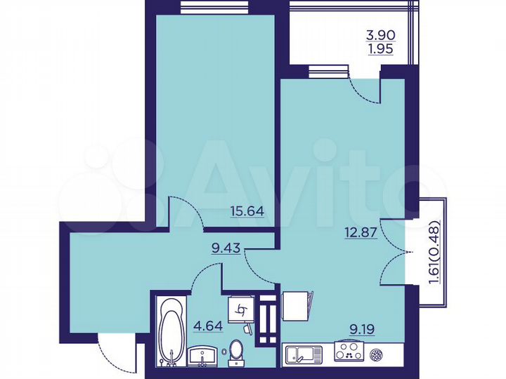 1-к. квартира, 54,2 м², 11/18 эт.