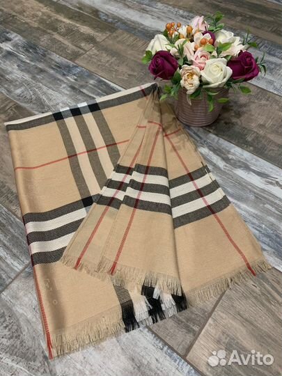 Кашемировый палантин шарф Burberry бежевый новый