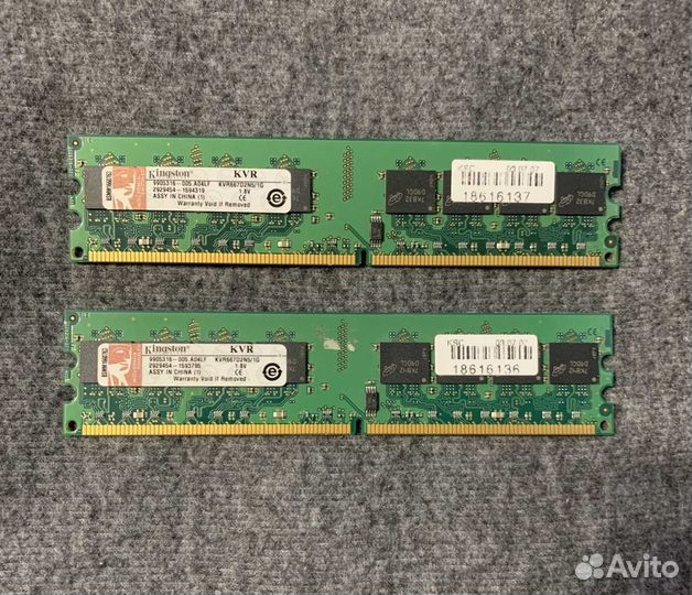 Kingston DDR2 dimm KVR667D2N5 / 1G (1 Гб х 2 шт)