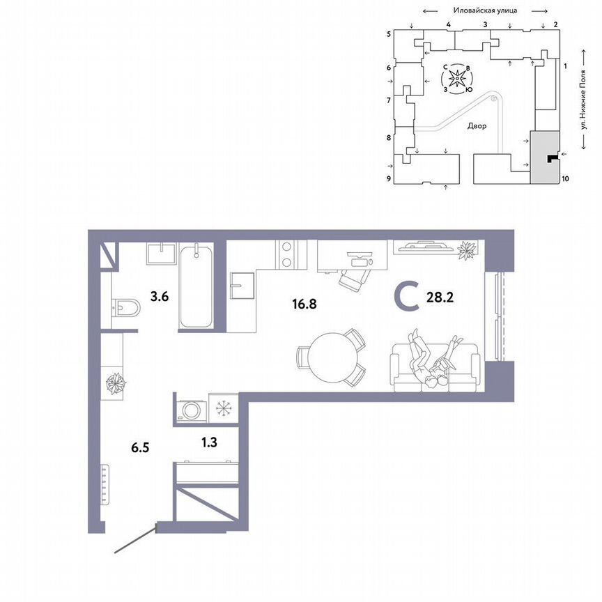 Квартира-студия, 28,2 м², 29/33 эт.