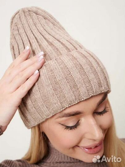 Шапка бини тыковка бежевая весна