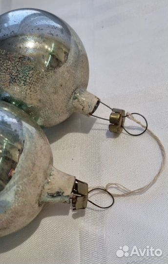 Елочные игрушки СССР. Шары с инеем. Пара