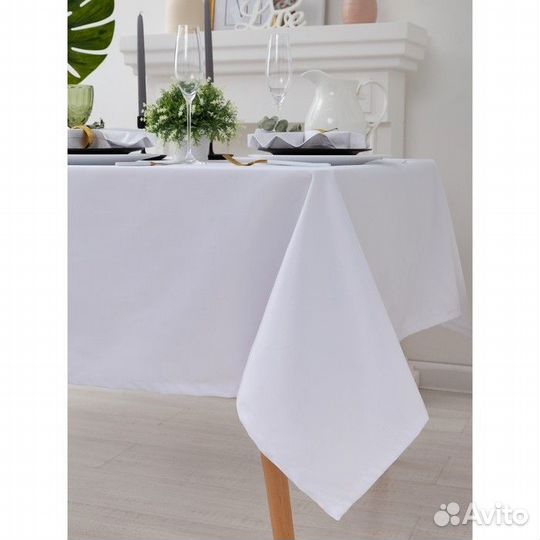 Скатерть Этель 150х150 См, однотонная цвет белый