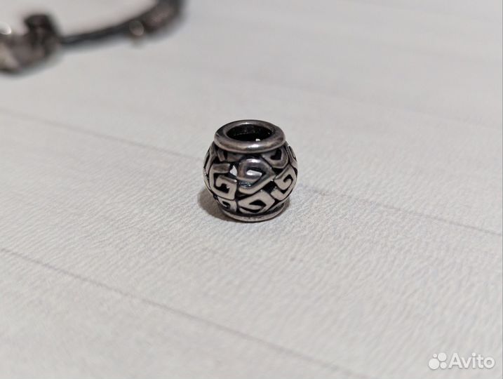 Pandora браслет кожаный с серебряным креплением