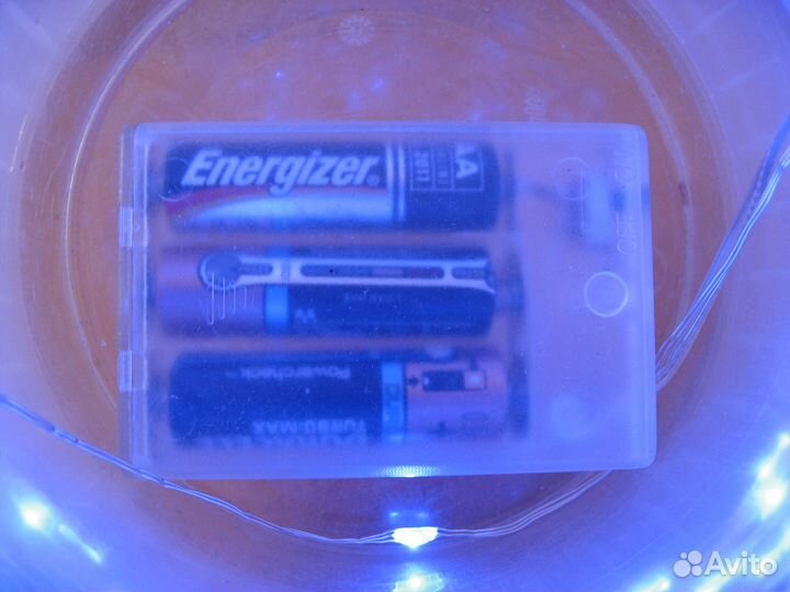 Светодиодная гирлянда 10 м синяя на 3 батарейках