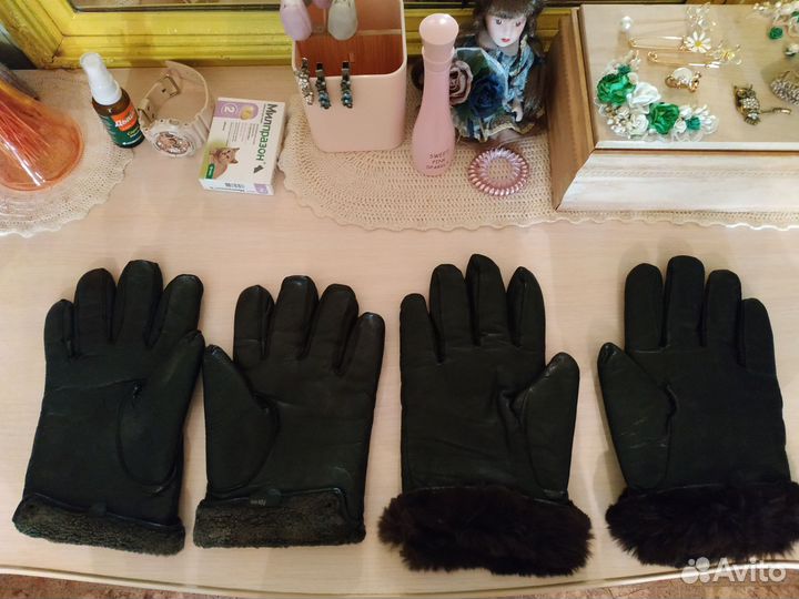 Мужские кожаные перчатки смехом