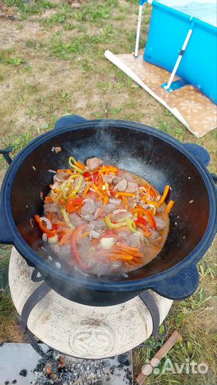 Казан 12л узбекский чугунный с крышкой