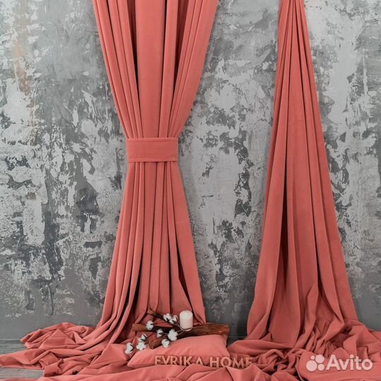 Шторы бархат Богема Коралл