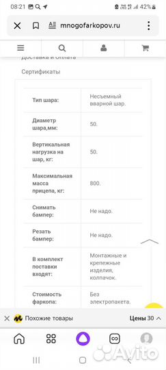 Фаркоп Ваз Калина и Гранта