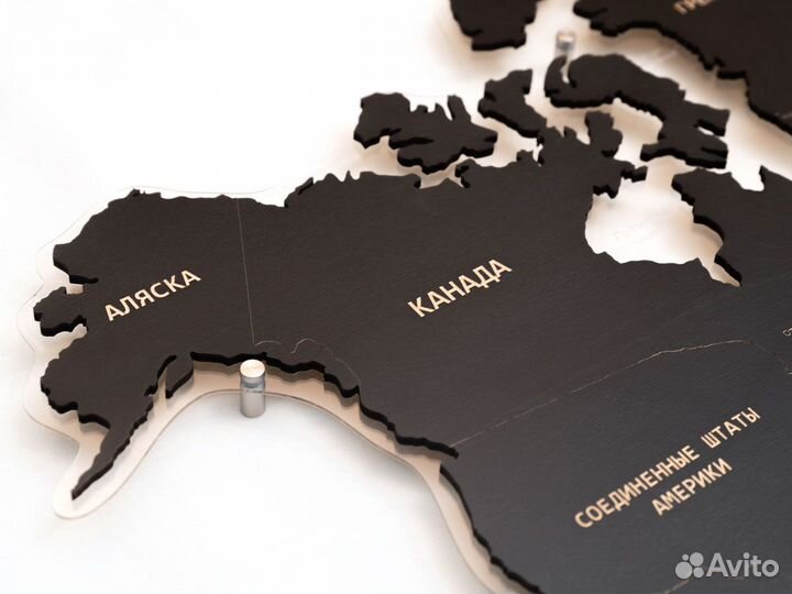 Карта мира из дерева черная в Ижевск