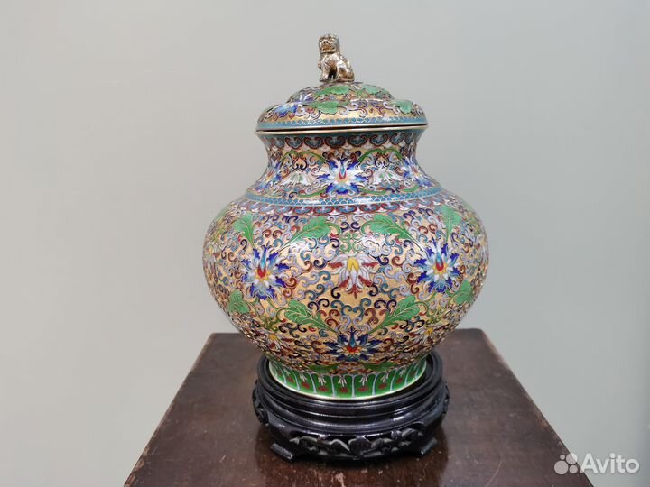 Ваза Китай 1950 перегородчатая эмаль клуазоне