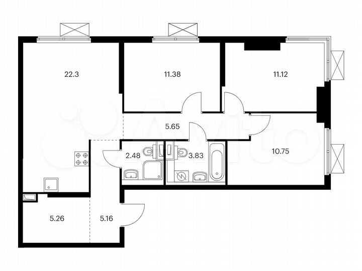 3-к. квартира, 77,9 м², 5/33 эт.