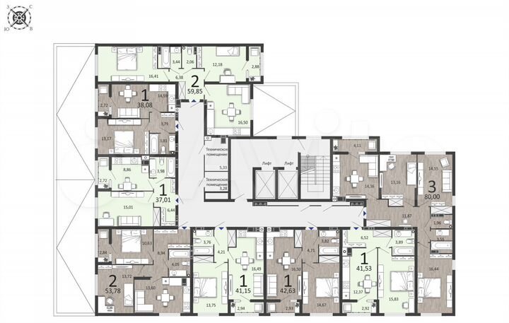 2-к. квартира, 59,9 м², 10/25 эт.
