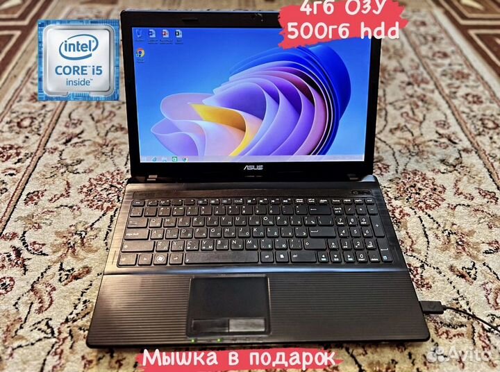 Мощный Ноутбук Asus core i5/4гб/500гб hdd