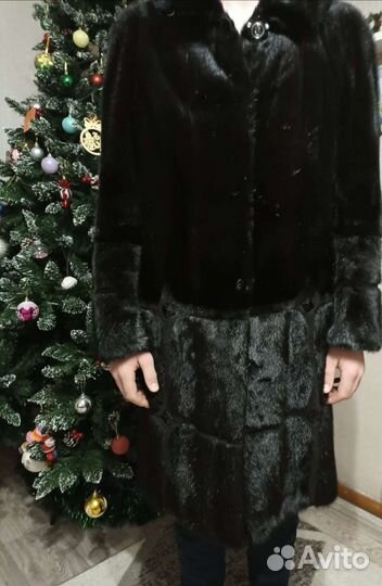 Шуба норковая с капюшоном