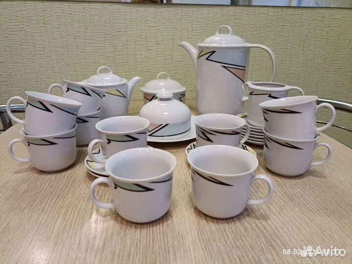 Чайно-кофейный сервиз ГДР на 10 персон, 25 предм
