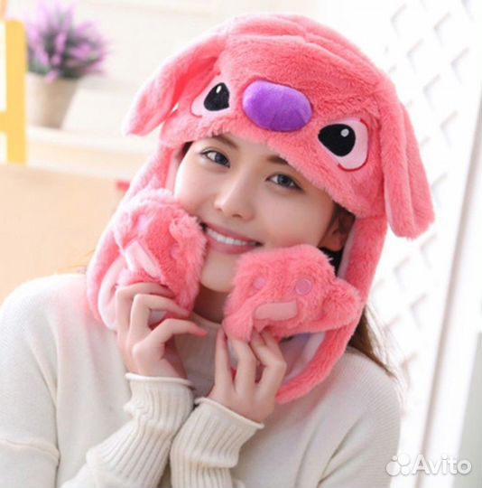 Шапка пушистая с ушами Ангел / Лило и Стич