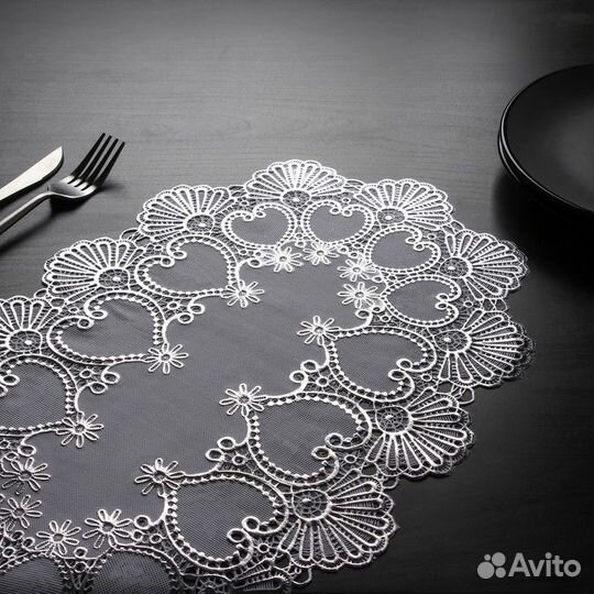 Набор салфеток ажурных для стола Доляна «Листья»