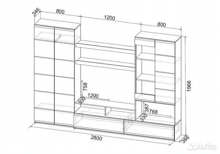 Готовые гостиные Jimenez дуб венге - белый глянец