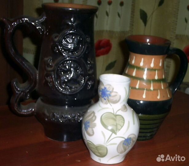 Кувшины СССР (2 глиняных+1 фаянс)