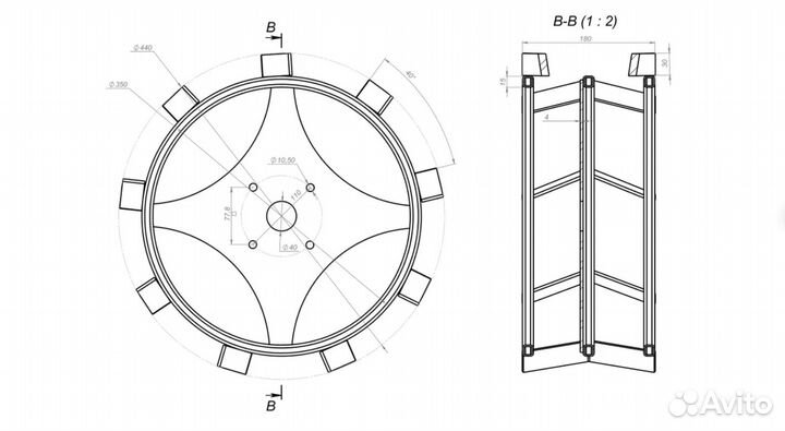 Грунтозацепы valrus Профи, (пара) без ступицы (440