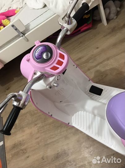 Детский электро мотоцикл, мопед розовый