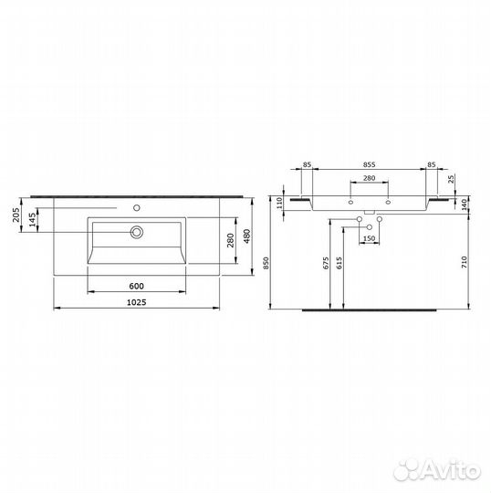 Раковина мебельная Bocchi Milano 100 черный матовый 1105-004-0126