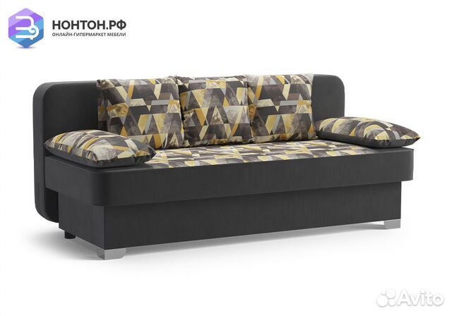 Диван еврокнижка Арвен темно-серый / принт Snow Br