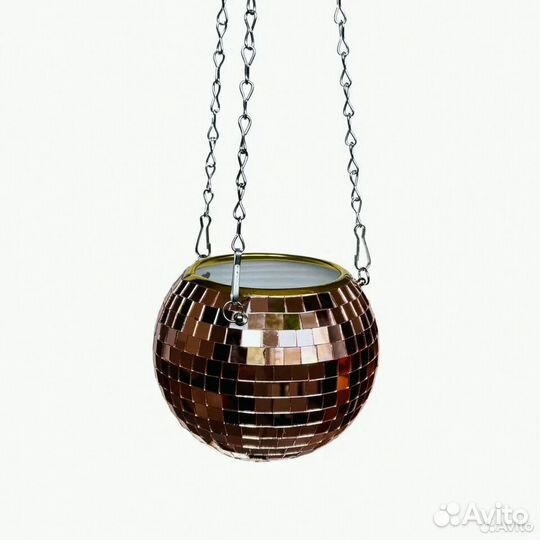 Кашпо из диско шара / кашпо из зеркальной мозаики