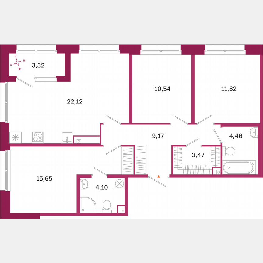 3-к. квартира, 82,7 м², 2/10 эт.