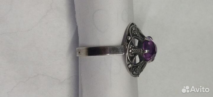 Кольцо. серебро. 875 проба (звезда) корунд СССР 18