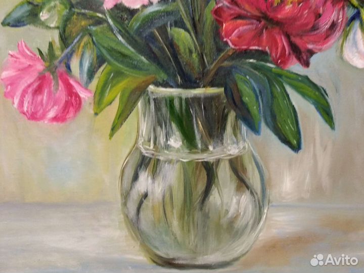 Картина маслом на холсте Пионы
