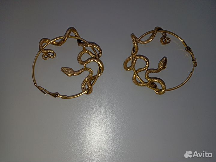 Серьги кольца со змеями