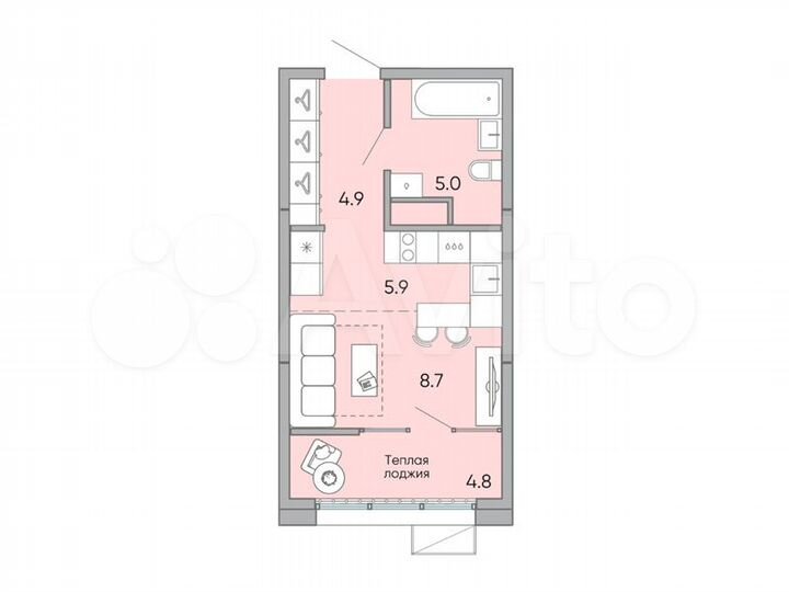 Квартира-студия, 29,3 м², 8/18 эт.