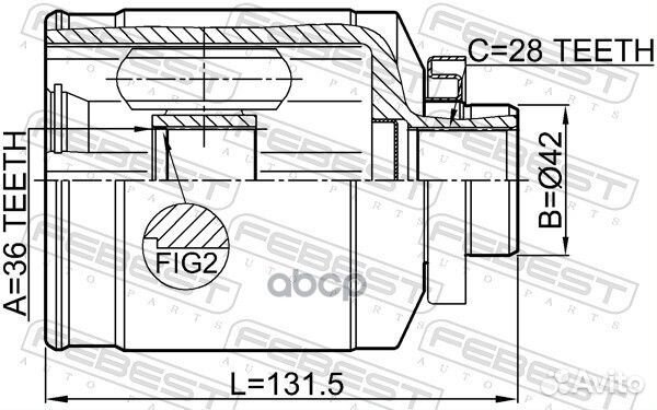 Шрус внутренний R 36x42x28 hyundai santa FE 10