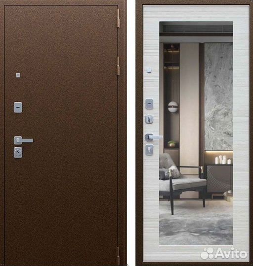 Дверь входная коричневая металлическая